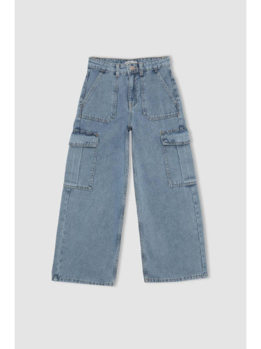 DEFACTO Girls Cargo Fit Wide Leg Jeans