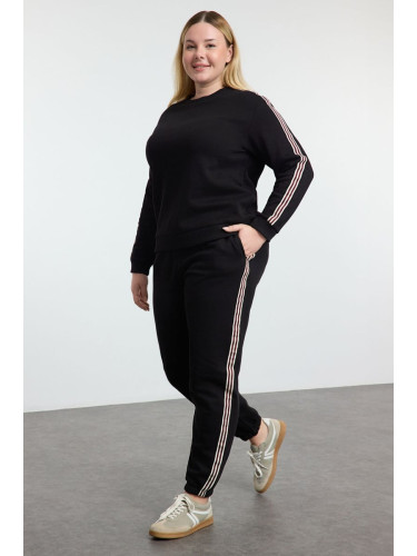 Trendyol Curve Black Knitted Plus Size Top-Bottom Set