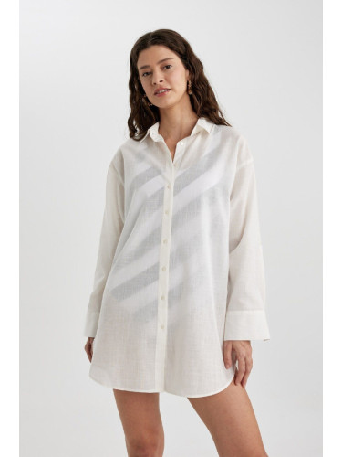 DEFACTO Fall in Love Regular Fit Cotton Beach Shirt