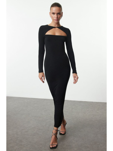 Trendyol Black Cut Out/Window Detailed Knitted Elegant Evening Dress