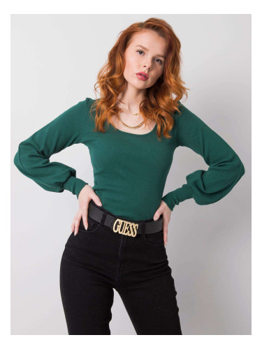 RUE PARIS Dark green cotton blouse