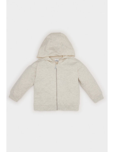 DEFACTO Baby Girl Hooded Basic Plain Zipper Sweatshirt