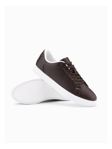 Ombre Men's classic sneaker shoes with high sole - dark brown