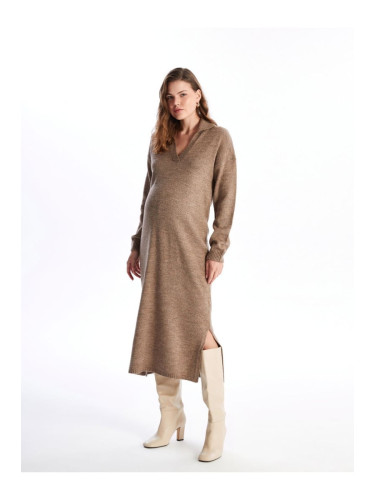 LC Waikiki Polo Neck Plain Long Sleeve Maternity Knitwear Dress