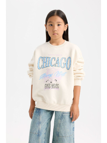 DEFACTO Girl Relax Fit Crew Neck Printed Sweatshirt