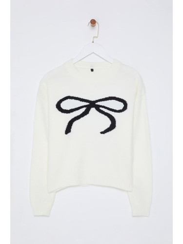 Trendyol Ecru Ribbon Patterned Knitwear Sweater