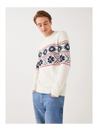 LC Waikiki Crew Neck Long Sleeve Patterned Men's Knitwear Sweater