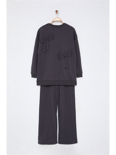 Trendyol Anthracite Ribbon Detailed Oversize Tracksuit