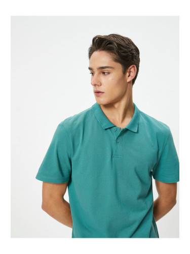 Koton Polo Neck T-Shirt Slim Fit Buttoned Short Sleeve