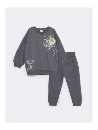 LC Waikiki Crew Neck Printed Baby Boy Sweatshirt and Sweatpants