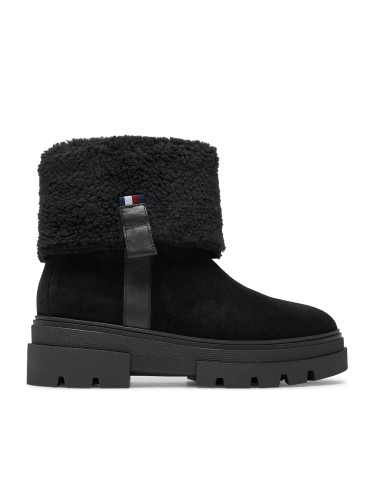 Боти Tommy Hilfiger Faux Fur Suede Roll-Down Boot FW0FW08158 Черен