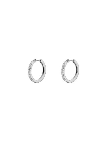 Обици Fossil Er S Pave Hoop JF04802040 Сребрист