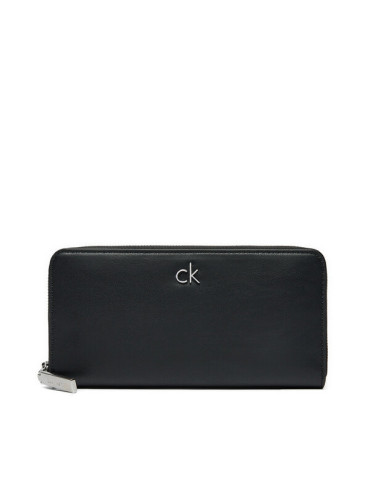 Calvin Klein Голям дамски портфейл Ck Daily Large Zip Around_Pbl K60K612850 Черен