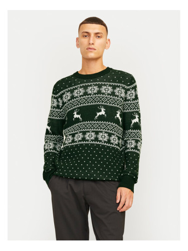 Jack&Jones Пуловер Xmas Gabriel 12266118 Зелен Regular Fit