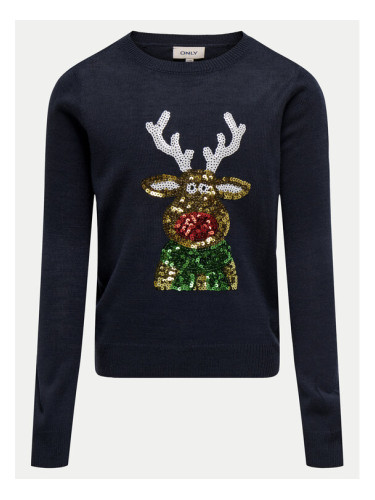Kids ONLY Пуловер Xmas 15331289 Тъмносин Relaxed Fit