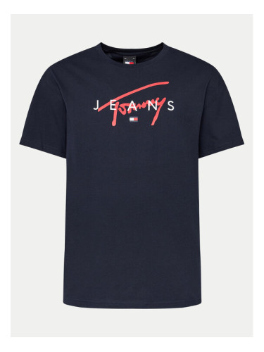 Tommy Jeans Тишърт Signature Twist DM0DM19683 Тъмносин Regular Fit