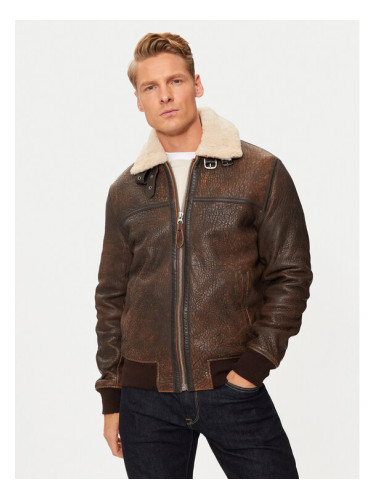 Schott NYC Кожено яке LCBOMBARDIER Кафяв Regular Fit