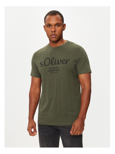 s.Oliver Тишърт 2139909 Зелен Regular Fit