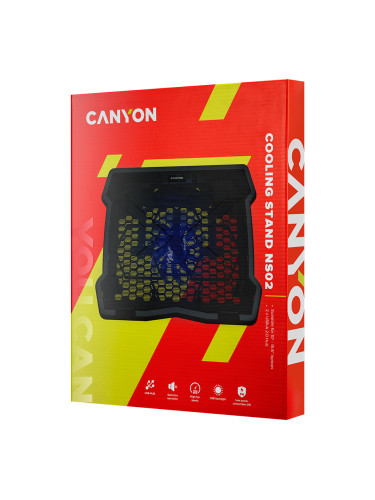 CANYON NS02, Cooling stand single fan with 2x2.0 USB hub, support up t