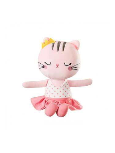 Плюшено коте Рая с рокля, розово, 35 см
