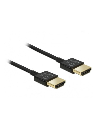 Кабел Delock HDMI-A мъжко - HDMI-A мъжко, Ethernet, 3D, 4K, 0.25 м, Че