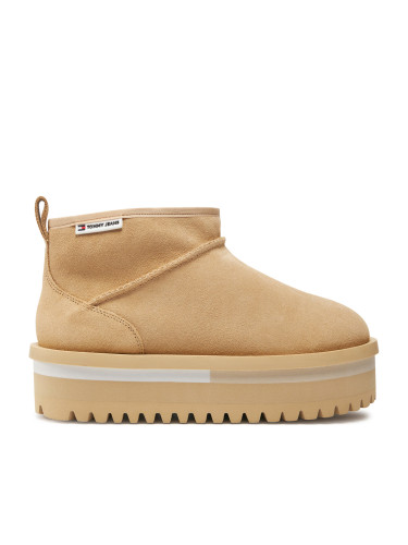 Апрески Tommy Jeans Tjw Suede Flatform Boot Wl EN0EN02599 Бежов