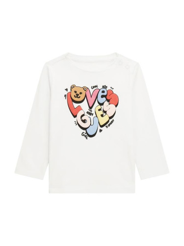 Бебешка блуза в бял цвят с цветна щампа Guess