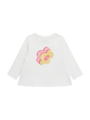 Бебешка блуза в бял цвят с щампа цвете Guess