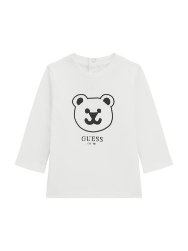 Бебешка блуза в бял цвят с мече Guess