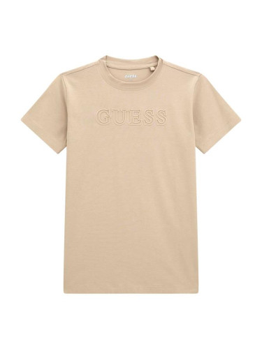 Детска блуза в бежов цвят с релефен надпис Guess