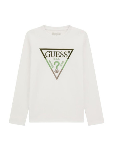 Детска блуза с бродирано лого в бял цвят Guess