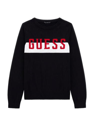 Детски пуловер фино плетиво в черен цвят Guess