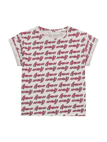 Детска тениска в бял цвят и надписи Guess