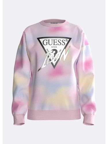 Детска блуза с тай-дай ефект в розов цвят Guess