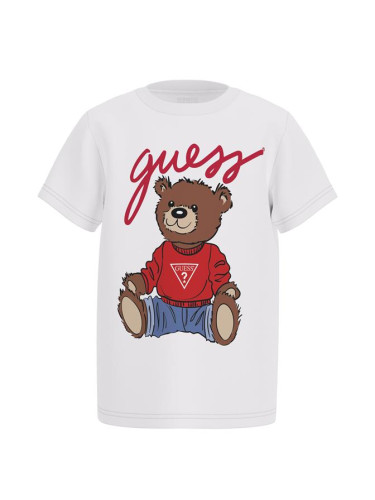 Бебешка тениска с мече в бял цвят Guess