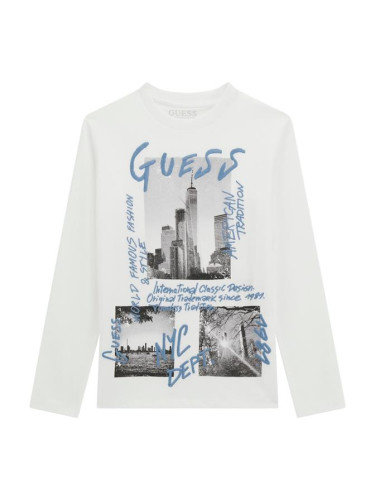 Детска блуза с бродерии в бял цвят Guess