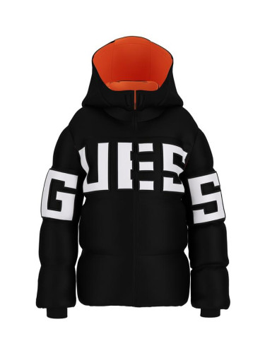 Детско зимно яке в черен цвят с контрастно лого Guess