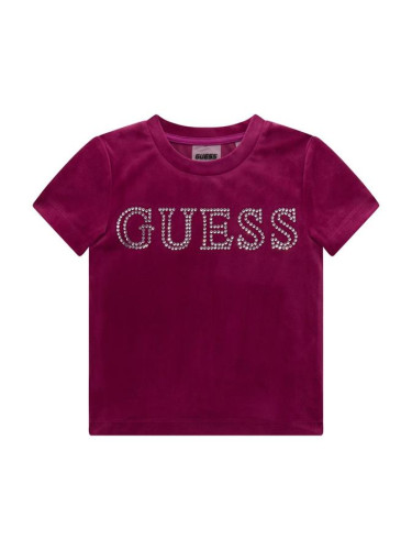 Детска блуза с лого в лилав цвят Guess