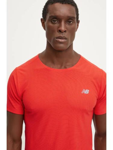 Тениска за бягане New Balance Athletics Jacquard в червено с изчистен дизайн MT41281NEF