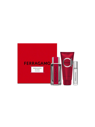 Ferragamo Ferragamo Red Leather Подаръчен комплект EDP 100 ml + шампоан и душ гел 100 ml + EDP 10 ml