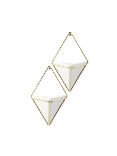 Комплект декорация за стена UMBRA TRIGG от 2 части - цвят бяло и месинг мат