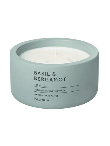 Ароматна свещ BLOMUS FRAGA с аромат Basil & Bergamot - Ø13 х 6.5 см - цвят синьо-сив