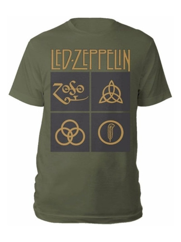 Led Zeppelin Риза Gold Symbols in Black Square Unisex Green S