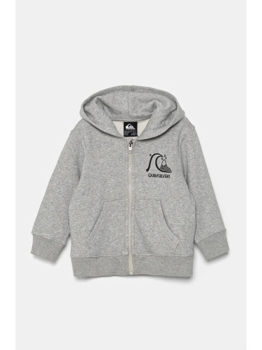 Детски суичър Quiksilver GRAPHIC ZIP HOODIE в сиво с качулка с меланжов десен AQKFT03047