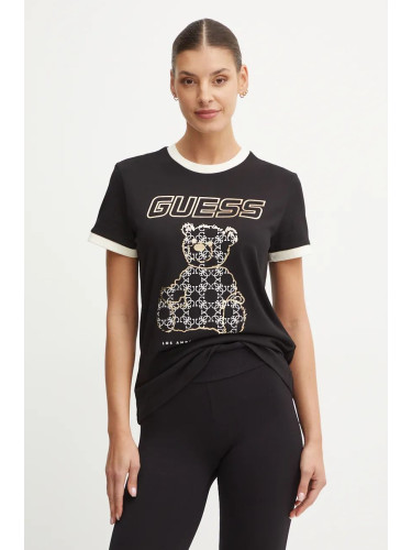 Памучна тениска Guess MIDGE в черно V4BI02 K8FQ4