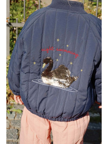 Детско яке бомбър Konges Sløjd JUNO SEQUIN BOMBER JACKET в тъмносиньо KS101250