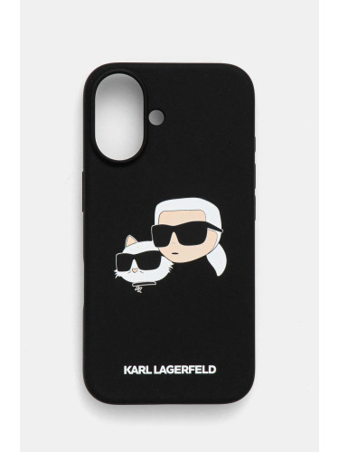 Кейс за телефон Karl Lagerfeld iPhone 16 6.1 в черно KLHMP16SSKCHPPLK