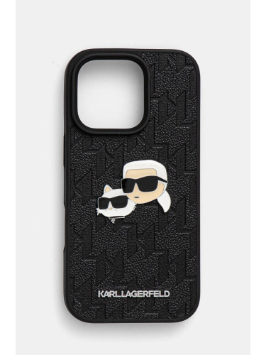 Кейс за телефон Karl Lagerfeld iPhone 16 Pro 6.3 в черно KLHCP16LPGKLKCPK