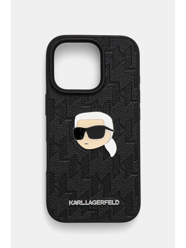 Кейс за телефон Karl Lagerfeld iPhone 16 Pro 6.3 в черно KLHCP16LPGKLKIPK