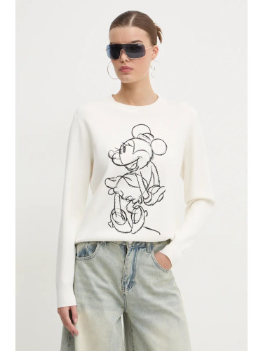 Пуловер Desigual MINNIE MOUSE дамски в бежово  24WWJF77